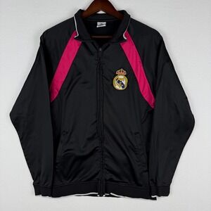 Real Madrid Track Jacket Mens M Black Athletic Zip Up Embroidered Blokecore